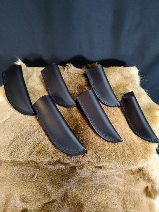 Leather Knife Sheath; Black; Thick Water Buffalo Leather; Right or Left Handed; Fixed Blade Sheaths; 6 Sizes