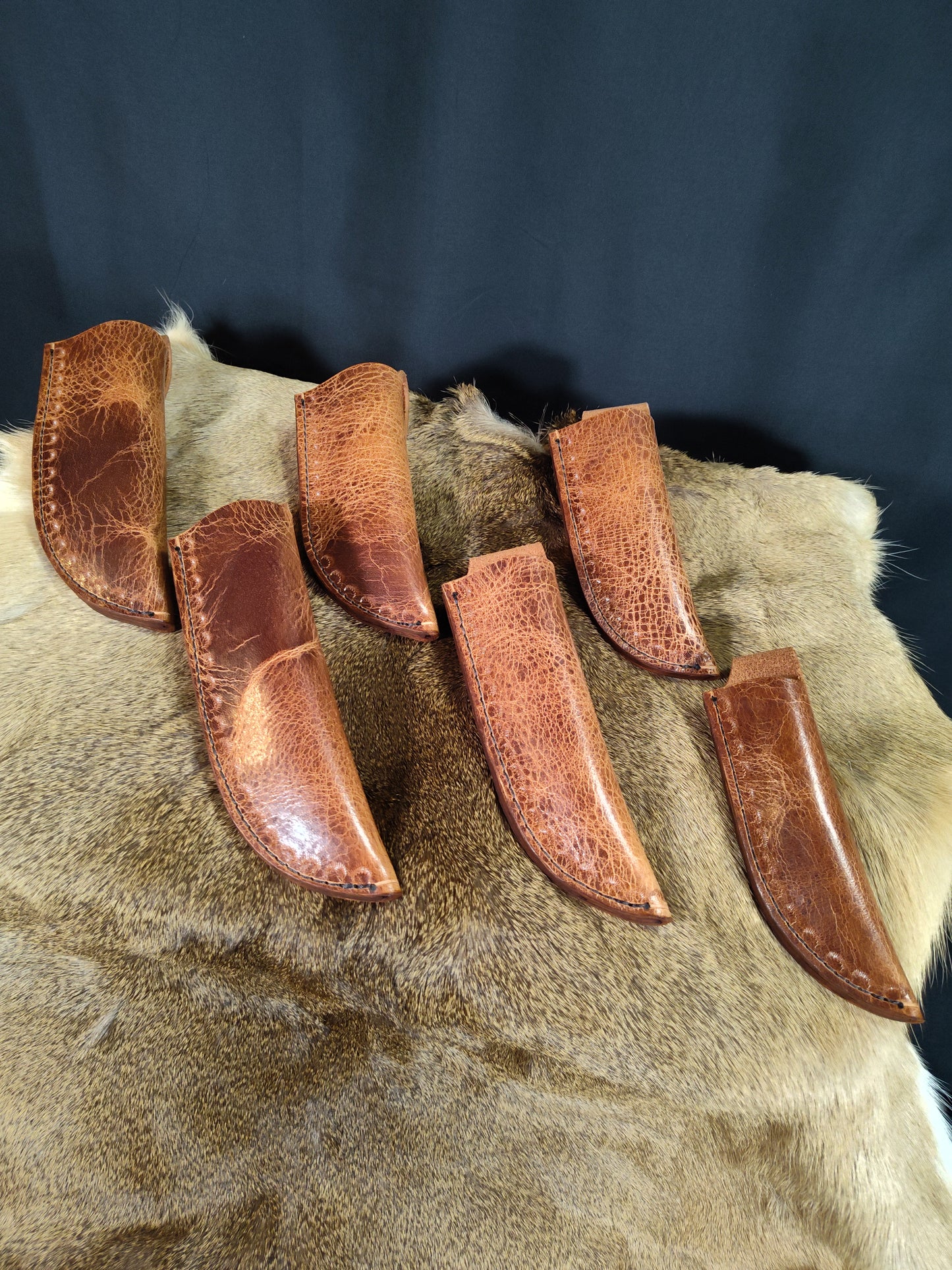 Leather Knife Sheath; Distressed Brown; Thick Water Buffalo Leather; Right or Left Handed; Fixed Blade Sheaths; 6 Sizes