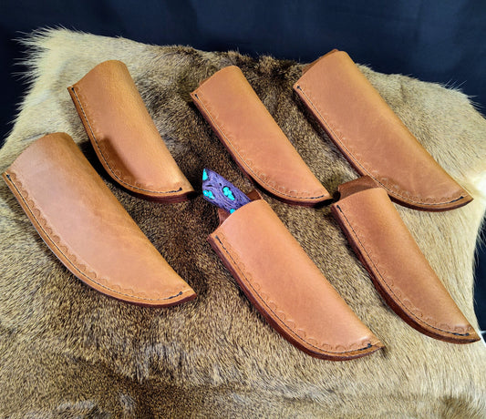 Leather Knife Sheath; Light Brown; Thick Water Buffalo Leather; Right or Left Handed; Fixed Blade Sheaths; 6 Sizes