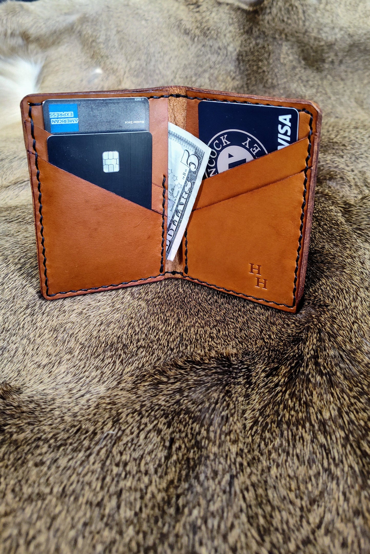 Minimalist Wallet; Tooled Leather Wallet; Scroll Design