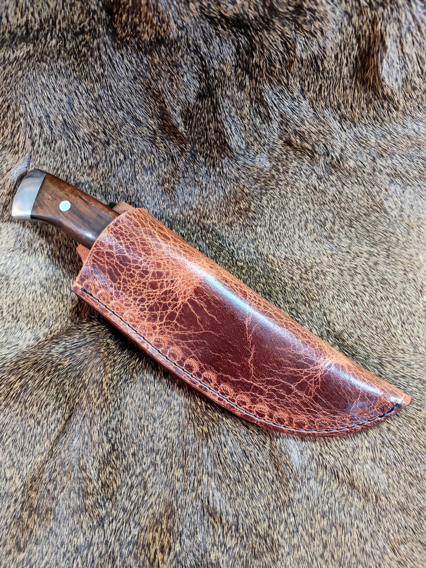 Leather Knife Sheath; Distressed Brown; Thick Water Buffalo Leather; Right or Left Handed; Fixed Blade Sheaths; 6 Sizes