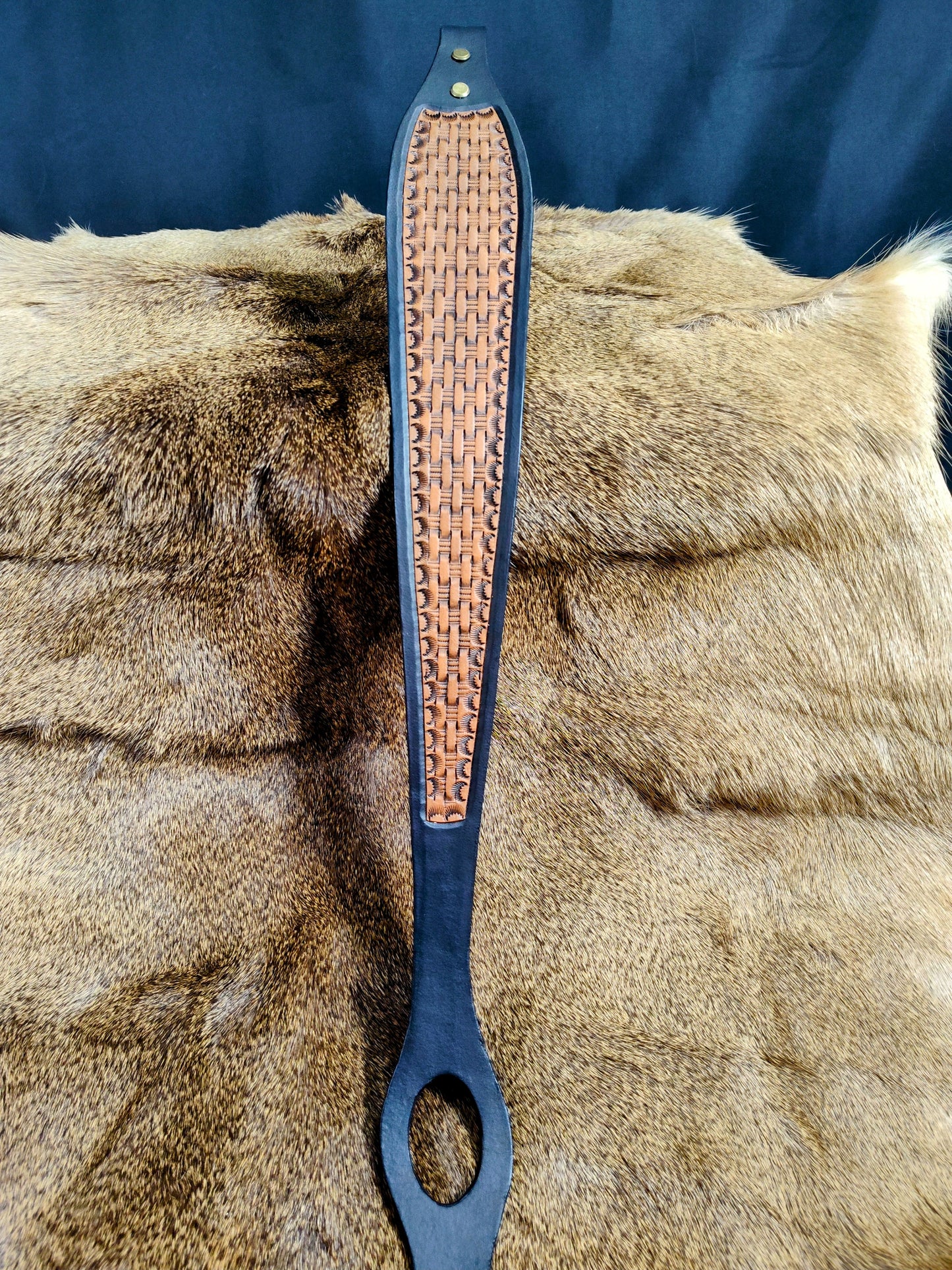 Basket Weave Tooled Rifle Sling; Thumb Hole Design