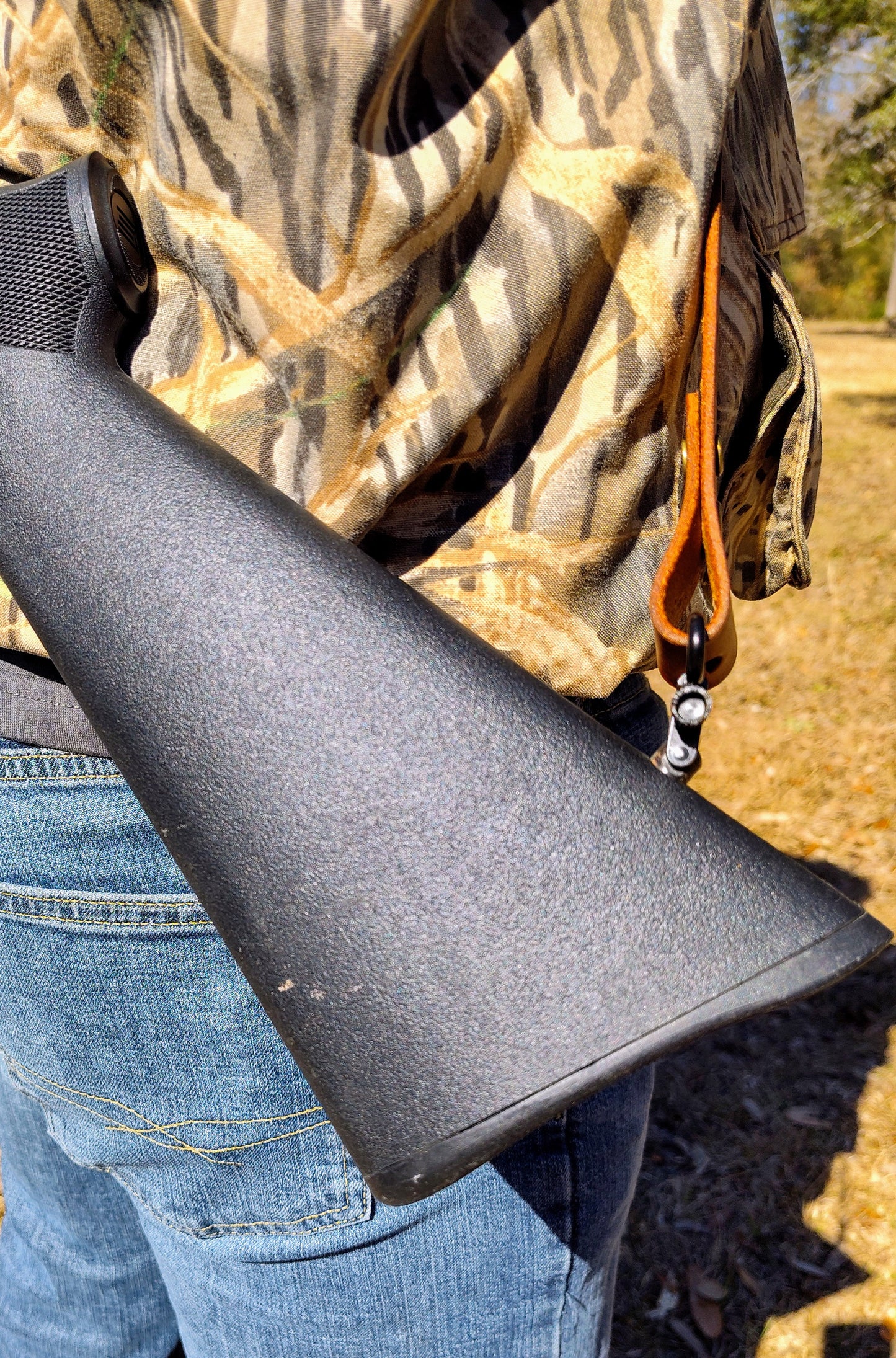 Basket Weave Tooled Rifle Sling; Thumb Hole Design